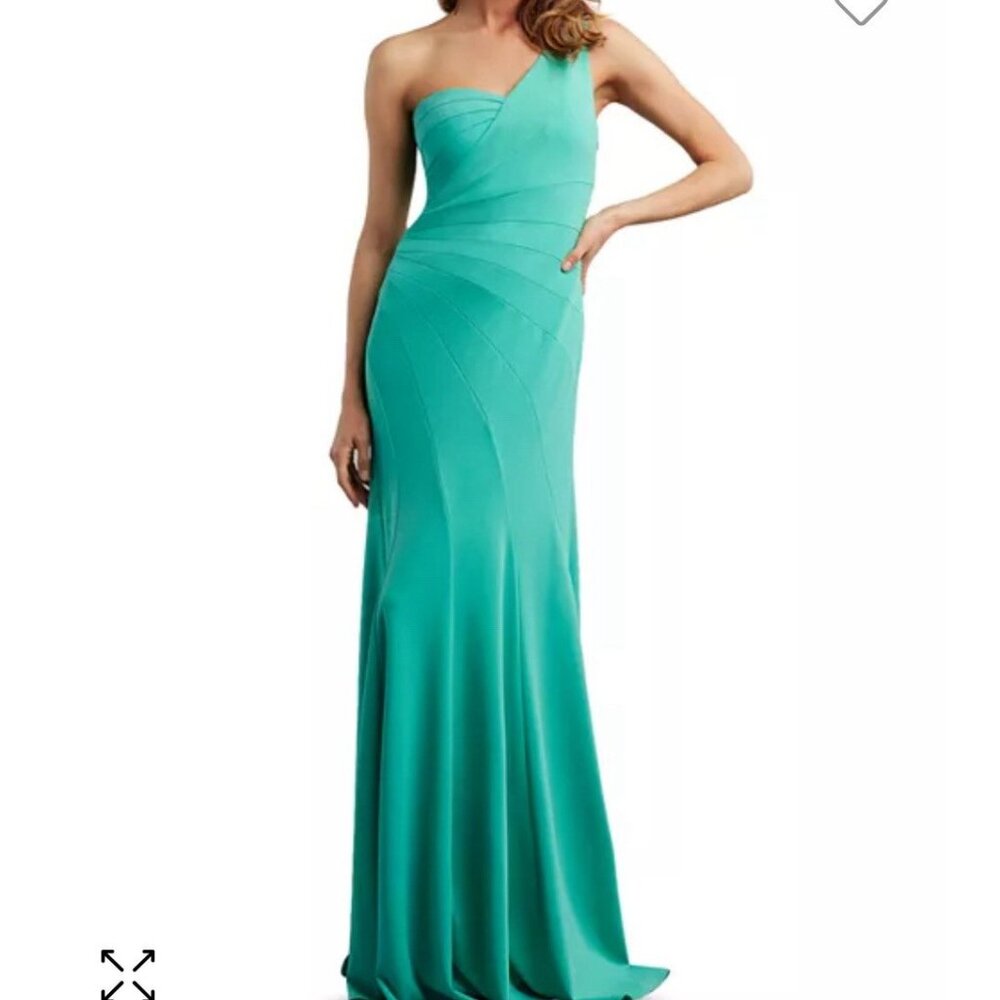 Tadashi Shoji One Shoulder Turquoise Dress